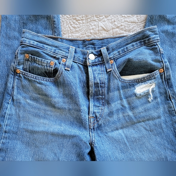 Levi 501 Skinny Button Fly Jeans. Distressed, Size W28 L28 - Picture 5 of 9